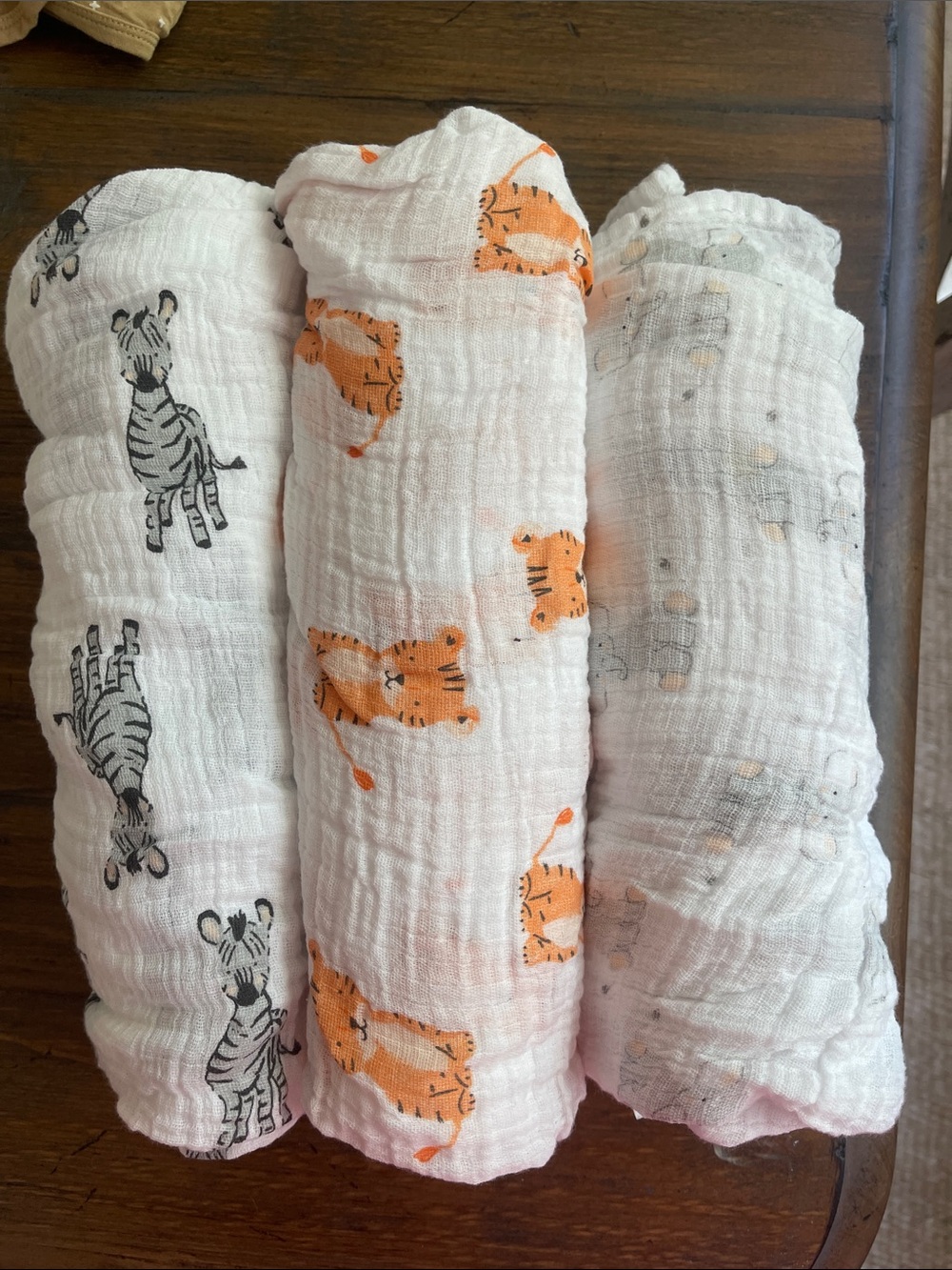 3 White Muslin Baby Swaddle Blankets